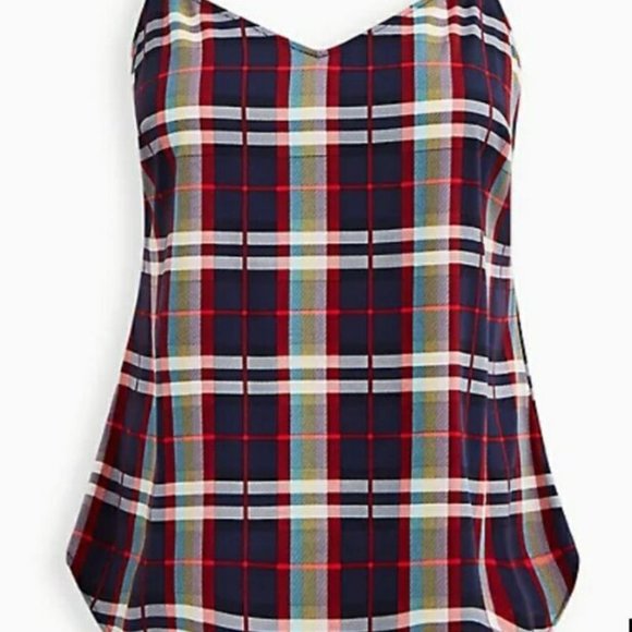 Torrid Blue Plaid Ava Stretch Challis Cami - Picture 3 of 8